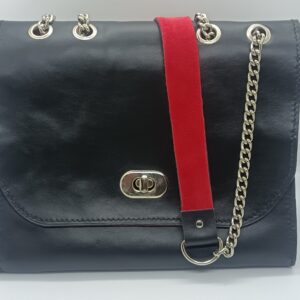 Sac Sofia noir doublé cuir rouge