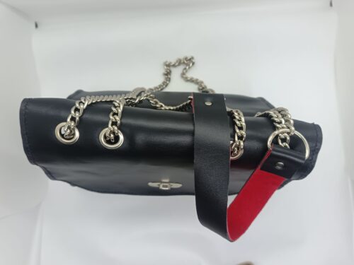 Sac Sofia noir doublé cuir rouge – Image 2