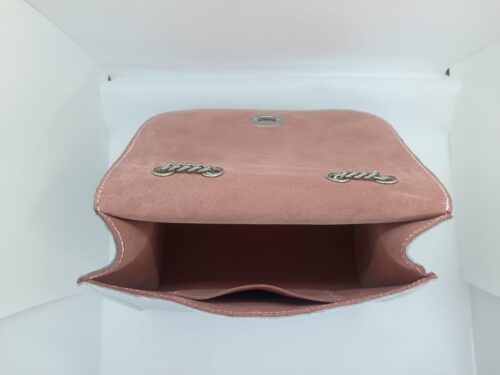 Sac Sofia blanc doublé cuir rose – Image 2