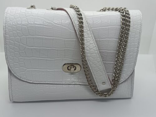 Sac Sofia blanc doublé cuir rose – Image 3