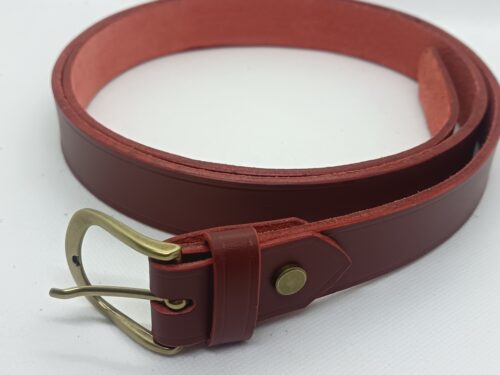 ceinture cuir tannage végétal rouge carmin