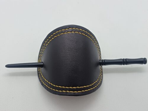 barrette à cheveux noire avec double fil jaune décoratif