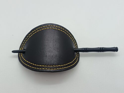 barrette à cheveux noire avec double fil jaune décoratif