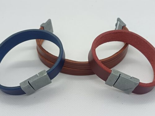 bracelet en cuir tannage végétal attache métallique aimantée