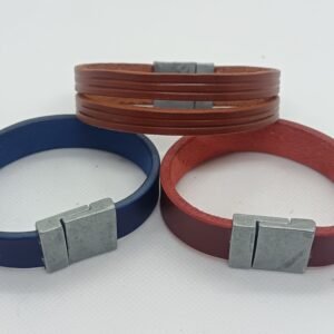 bracelet en cuir tannage végétal attache métallique aimantée